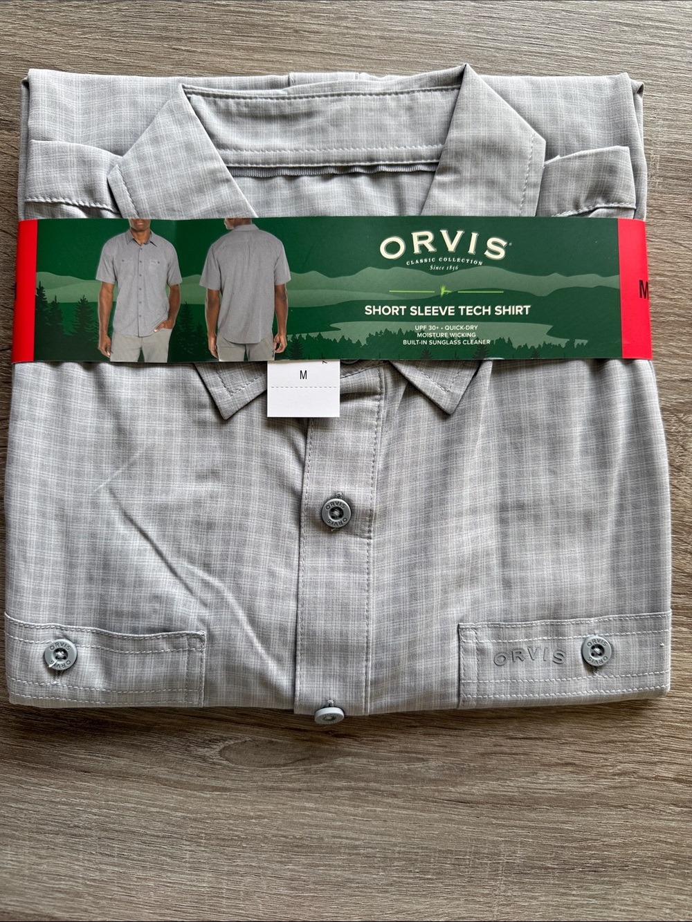 Orvis Short Sleeve Tech Shirt — Light Gray Plaid